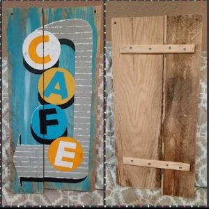 Handpainted sign CAFE pallet wood MCM original